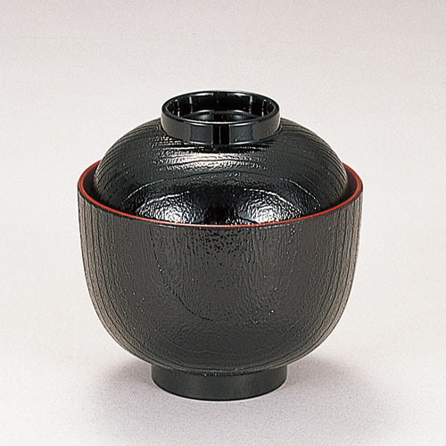 350-56011　木目小吸物椀　黒内朱