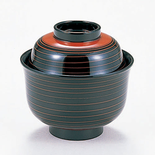 350-40142　弥生椀　黒朱線