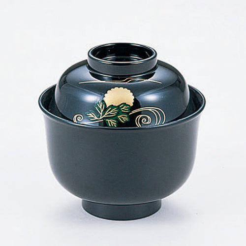 350-40102　弥生椀　総黒菊水