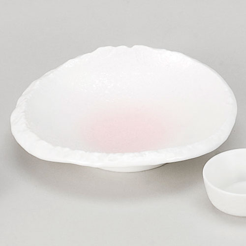 535-00089　ピンク吹ラスター渕石目楕円向付