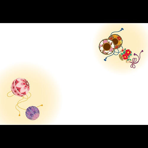 192-10144　尺3雲竜和紙マット　鼓と手まり