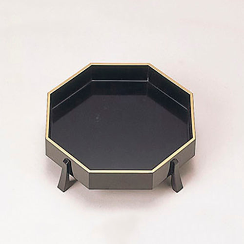 435-19211　八角足付盛器 黒天金