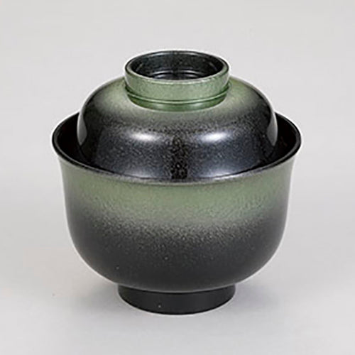 350-40132　弥生椀　グリーン黒ぼかし