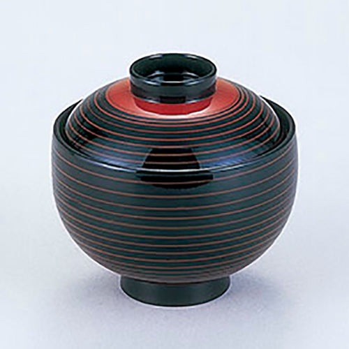 350-42122　浄土椀　黒朱線