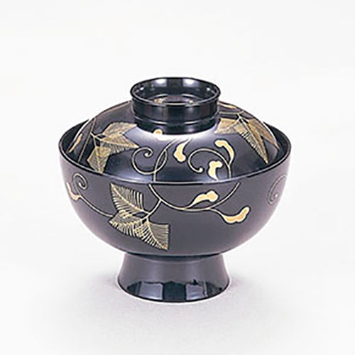 350-54042　4.3寸雑煮椀　黒唐草