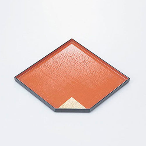 420-54011　五角布目皿　朱金箔