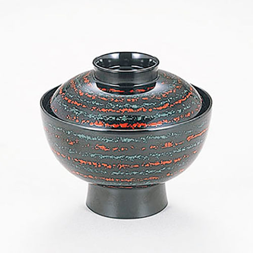 350-54072　4.3寸雑煮椀　黒点緑赤線