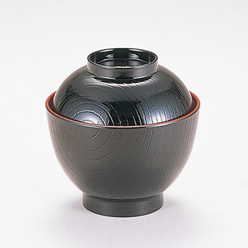 350-62012　ダルマ木目椀内木目　黒内朱