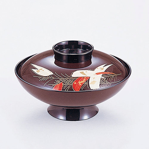 350-74281　6寸小槌煮物椀　タメ箔笹