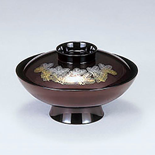 350-73372　5.5寸小槌型煮物椀　総タメ松葉内黒