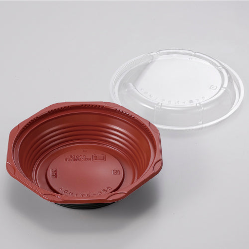 128-10347　弁当容器　KDN175-350朱黒 OPS蓋セット 1600セット入
