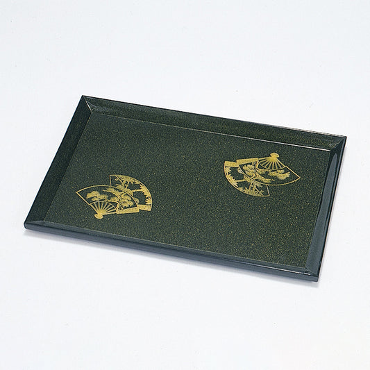 340-20011　尺2寸厚手盆　黒パール扇面