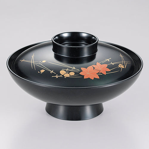350-74382　6寸小槌型煮物椀 黒春秋内黒