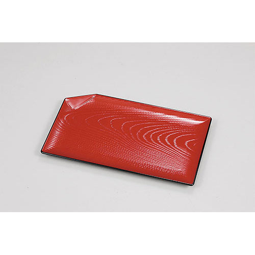 460-43021　木目おりべ皿　朱渕黒