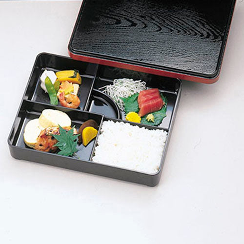 9.5寸東洞院弁当<仕切固定>黒渕朱