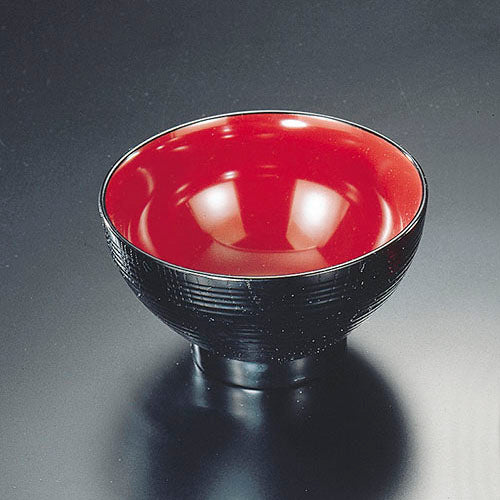 木目古代鉢　黒内朱
