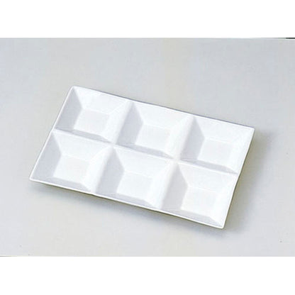 610-11094　10.5インチ6つ仕切皿　白